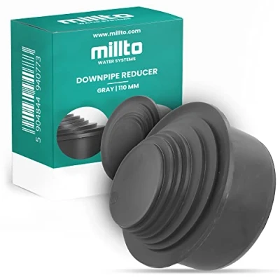 Afbeelding van Millto™ verloopstuk Ø 110 mm DN 100 grijs meertraps 63 adapter valpijpfilter reductie buisreductie overgang gootvalpijp minder