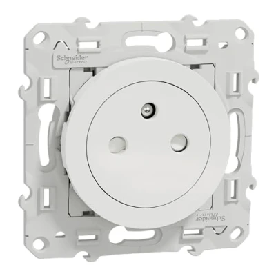 Afbeelding van Schneider Electric Odace, S520052, stopcontact 2P+T, inslaggevend, 16 A, snelkoppeling Odace wit 2P+T
