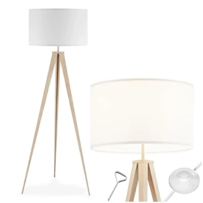 Afbeelding van tectake® vloerlamp staande lamp 3 poot 158 cm hoog lichtbruin