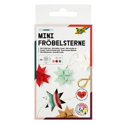 Afbeelding van folia 1299 Papierstroken voor MINI Fröbel sterren, 100 stroken in kerstkleuren 25 sterren