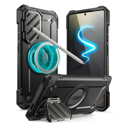 Afbeelding van SUPCASE voor Samsung Galaxy S25 Ultra Case met Camera Cover Stand (UBMag XT) [S Pen Friendly] [Compatibel MagSafe] [Militaire Bescherming] Magnetische Telefoonhoes Ultra, Zwart