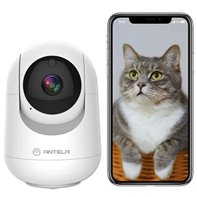 Afbeelding van ANTELA Bewakingscamera 1080P Camera WiFi, 355 Rotatie, Compatibel met Alexa en Google Home, Two Way Audio, Bewegingsdetectie, 5m Nachtzicht, WiFi 2,4G/5G