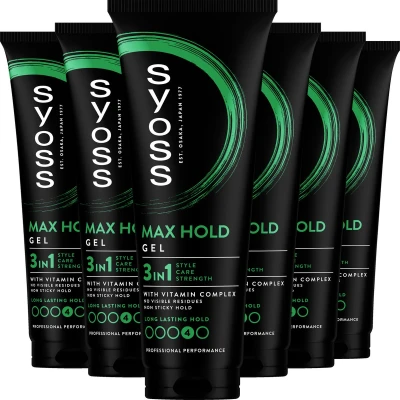 Afbeelding van Syoss Max Hold Styling Haargel 6x250 ml Voordeelverpakking