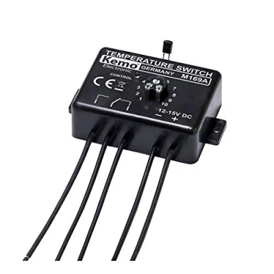 Afbeelding van Kemo M169A instelbare elektronische temperatuurschakelaar, thermostaat 12 V/DC. Temperatuurschakelbereik 0 100 C. Verbinding met besturingselektronica mogelijk