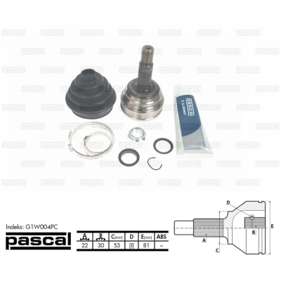 Afbeelding van Homokineet reparatie set, aandrijfas PASCAL G1W004PC