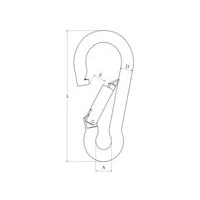 Afbeelding van Karabijnhaak met knik, 5 11mm, RVS Lengte buitenzijde 60mm