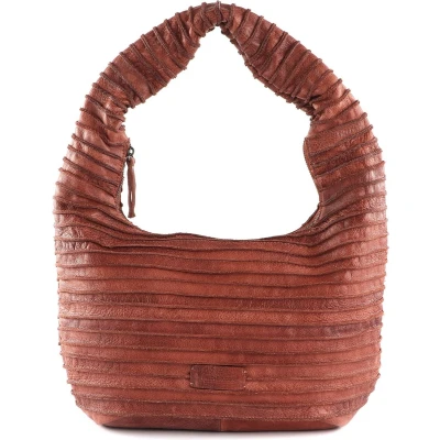 Afbeelding van FREDsBRUDER Leren Schoudertas Riffel Lift Hobo Light Rust Terracotta