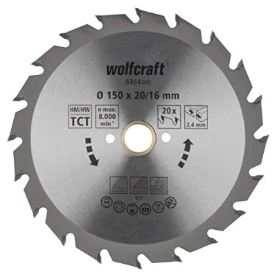 Afbeelding van Wolfcraft 6364000 Hardmetaal cirkelzaagblad 150 x 20 mm Aantal tanden: 1 stuk(s)
