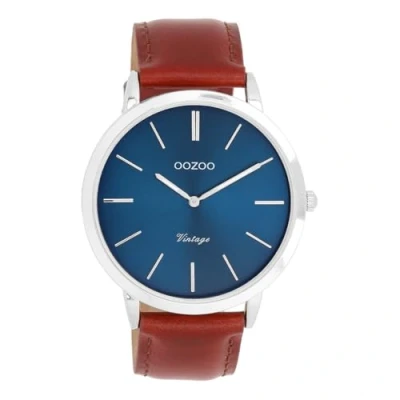 Afbeelding van OOZOO Vintage series Zilverkleurige horloge met bruine leren band C20387