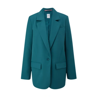Afbeelding van QS Halflange jas, Dames, Maat: 32, Petrol