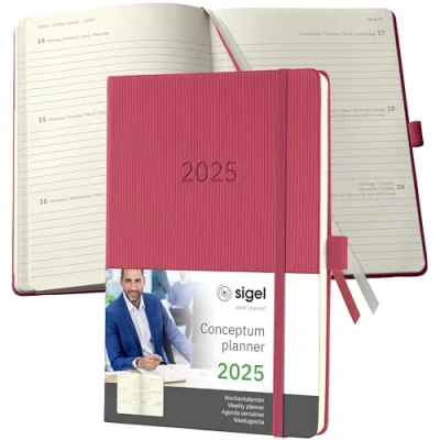 Afbeelding van Weekagenda Conceptum A5 2025 (NL/FR/EN/DU) marsala red Hardcover