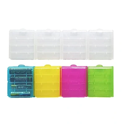 Afbeelding van WYAN 8 pack Plastic Kleurrijke Batterij Houder Doos, Kunststof Etui om Batterijen, Batterijhouder Organizer Opbergdoos voor aa/aaa Batterijen (5 Kleuren)