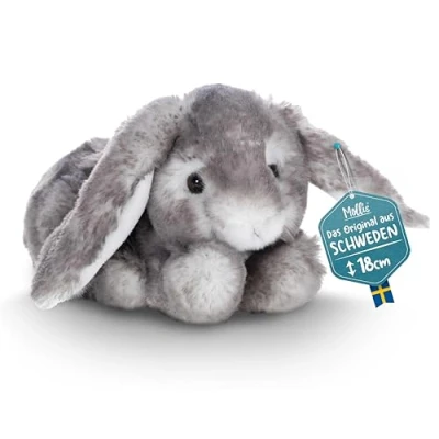 Afbeelding van Mollis Knuffeldier, knuffelhaas, 18 cm, pluche dier, haas, kinderknuffeldier, zacht knuffeldier voor kinderen en baby&#039;s, grijs