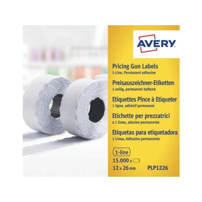 Afbeelding van Avery Plp1226 Etiketten Voor Prijstang Permanent, Ft 12 X 26 Mm, 15 000 Etiketten, Wit