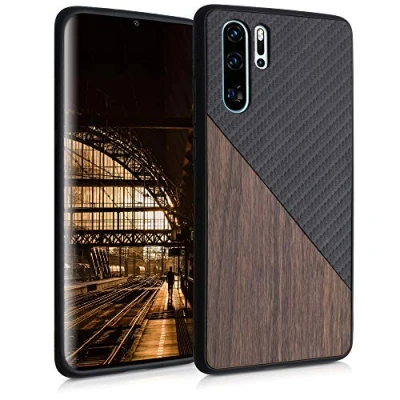 Afbeelding van kwmobile hoesje compatibel met Huawei P30 Pro Backcover in donkerbruin/zwart Smartphonehoesje