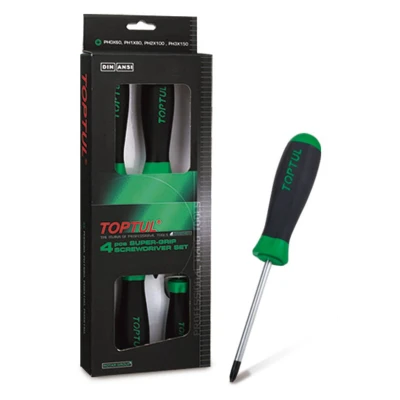 Afbeelding van TOPTUL GAAE0401 Schroevendraaierset 4 Kunststof PH0, PH1, PH2, PH3 Display (karton)