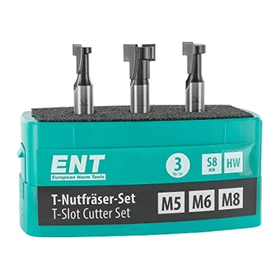 Afbeelding van ENT 09003 3 delig. T Groeffreesset M5 M6 M8, shank (S) 8 mm, in hard metaal, groeffrees voor zeskantschroeven met metrische schroefdraad