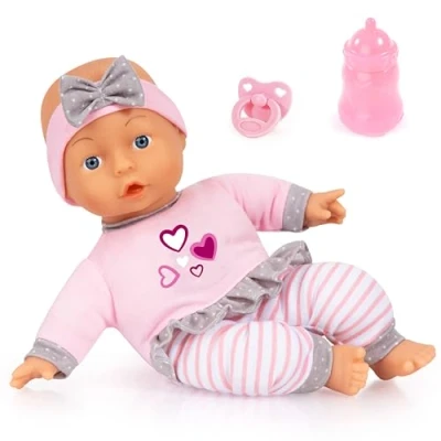 Afbeelding van Bayer Design 93003AD baby pop, zachte lichaam, 30 cm, met fles en fopspeen