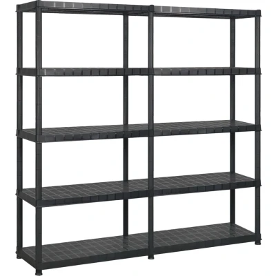 Afbeelding van vidaXL Opbergrek 5 laags 170x40x185 cm kunststof zwart