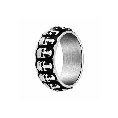 Afbeelding van Lucardi Heren Stalen Ring met doodskop Staal Zilver 18 / 57 mm