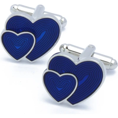 Afbeelding van Manchetknopen Harten Hartjes Blauw