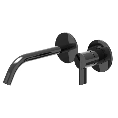 Afbeelding van IVY Pact afbouwdeel voor inbouw wastafelkraan 19,5cm Zwart Chroom PVD Minimalistisch design