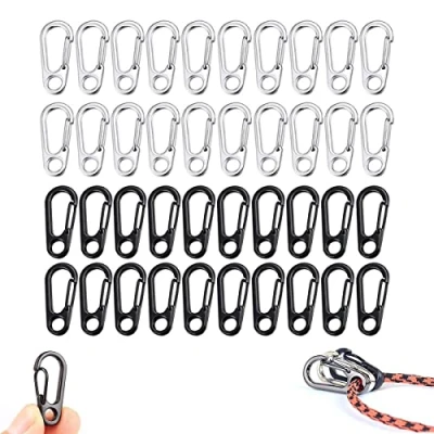 Afbeelding van Jrzyhi 40 stuks mini karabijnhaakjes, gesp, veer, rugzak, sluitingen, karabijnhaak, klimmen, snappen, karabijnhaken, kleine Sf lente, snap, sleutelhanger, haken, outdoor, zwart,