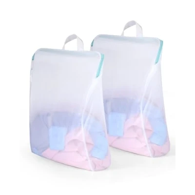 Afbeelding van OTraki Wasnet Wasmachine Waszak Mesh Waszakken met Handvat Rits voor Ondergoed Blouse Overhemden 40 x 50 cm Pakket van 2