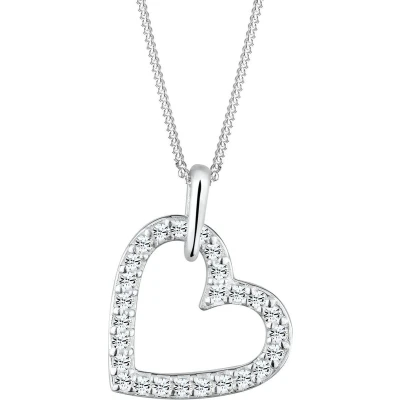 Afbeelding van Elli Dames Hart Hanger met Kristallen in 925 Sterling Zilver