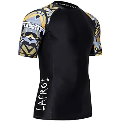 Afbeelding van LAFROI Heren korte mouw UPF 50+ Baselayer Skins Compressie Rash Guard Armour Size XL