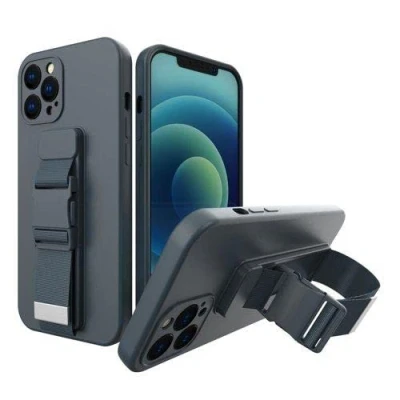 Afbeelding van Touwhoes gelhoes met sleutelkoord ketting handtas Samsung Galaxy S21+ 5G (S21 Plus 5G) marineblauw
