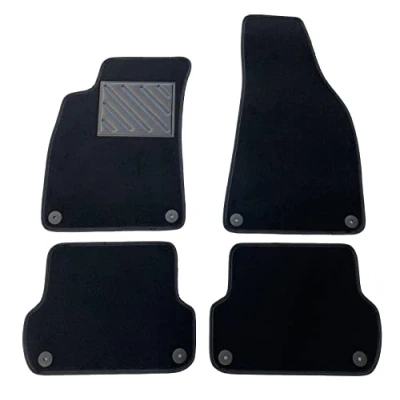 Afbeelding van Vloermatten voor Seat Exeo 2008 2013, precies passend, antislip, hakbeschermers van versterkt rubber, bevestigingsknoppen