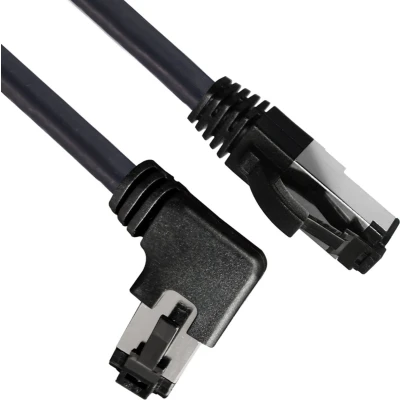 Afbeelding van Maxtrack TI51 0,5L RJ45 Netwerkkabel, patchkabel CAT 8.1 S/FTP 0.50 m Zwart 90 haaks naar rechts, Afgeschermd (enkel) 1 stuk(s)