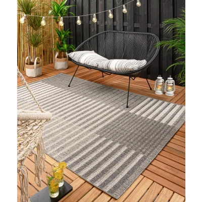 Afbeelding van Buitenkleed Blokken Urban Grijs/crème 66x230 Cm