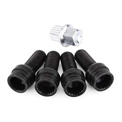 Afbeelding van Auto wielboutmoer 4 + 1 M14 x 1,5 mm zwart stalen wielbout en borgmoeren set