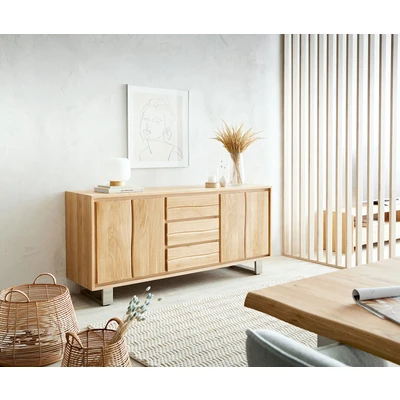 Afbeelding van Commode Live Edge 170 cm eiken natuur 3 laden 4 deuren dressoir