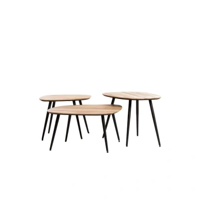 Afbeelding van Light &amp; Living Viejo salontafel set van 3 hout naturel/zwart Metaal