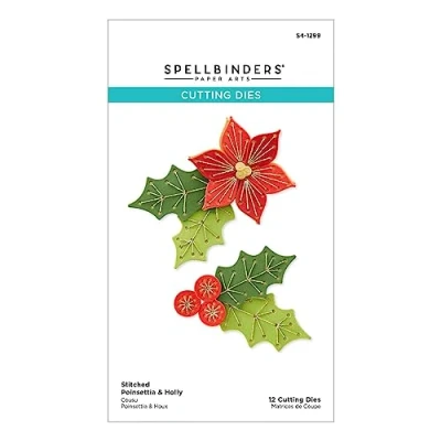 Afbeelding van Gestikte kerstster en hulst geëtste stansen uit de kerstcollectie