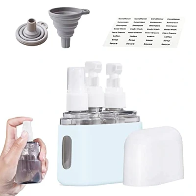 Afbeelding van Mini Shampoo Dispenser Portable Travel Bottle Set, Refillable Bottles Set for Toiletries, Shower Lotion (3 in 1,Blue)
