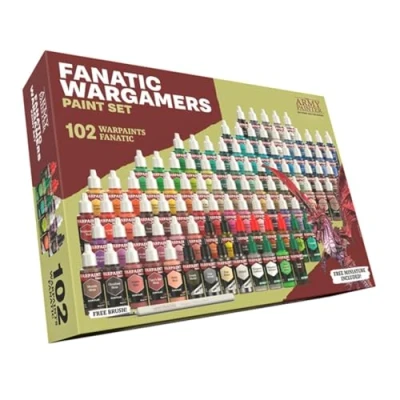 Afbeelding van The Army Painter Warpaints Fanatic: Wargamers Paint Set, 102 x 18 ml Acrylverf: 86 Acrylkleuren, 6 Metallics, 4 Washes, Effecten en 1 GRATIS Basecoating penseel Drakenminiatuur