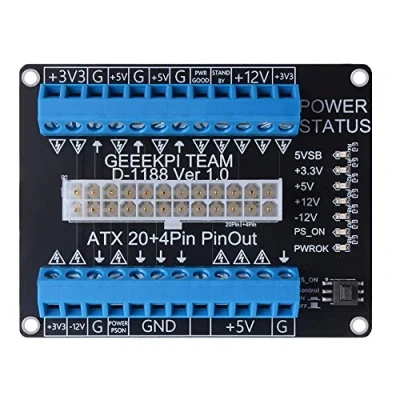 Afbeelding van GeeekPi 24/20 pins ATX DC Voeding Breakout Board Module Adapter, Schroefklemmenblok voor Computer PC