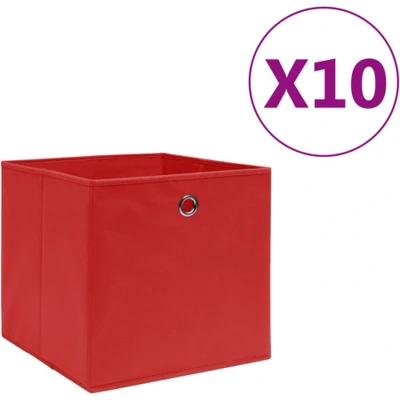 Afbeelding van vidaXL Opbergboxen 10 st 28x28x28 cm nonwoven stof rood