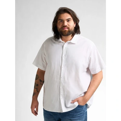 Afbeelding van Petrol Industries Heren Plus size effen linnen overhemd Mahiway Wit Maat 4XL