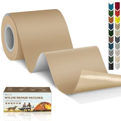 Afbeelding van Cahomo nylon reparatiepatches, 7,6 x 200 cm, zelfklevend, waterdichte reparatiepatch, patches, voor jassen, tenten, bovenkleding, kaki