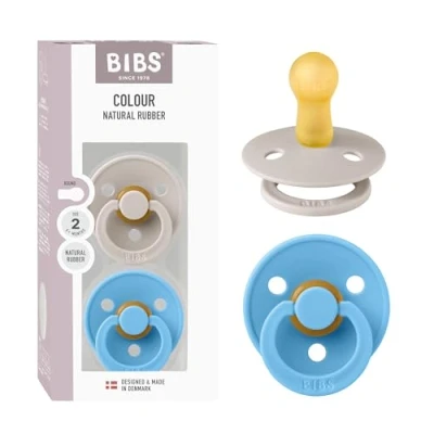 Afbeelding van BIBS Colour fopspeen, 2 pack, BPA vrije fopspeen met ronde , natuurlijk rubber latex, gemaakt in Denemarken, maat (6 18 maanden), paddenstoel/bries