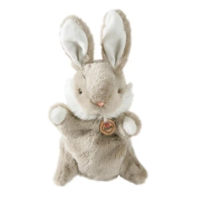 Afbeelding van Bauer Spielwaren &quot;Theatrello&quot; 11802 Handpop haas: knuffelzachte stoffen pop van zacht pluche, lichtgrijs beige, voor poppentheater en educatieve spelletjes
