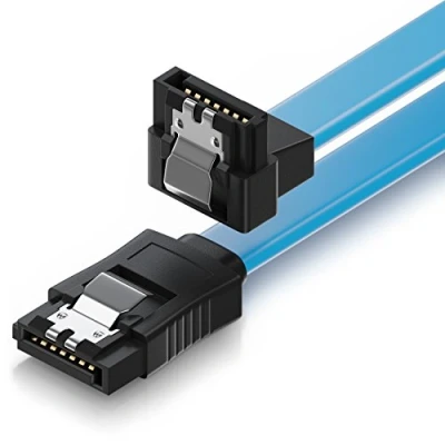 Afbeelding van deleyCON 50cm SATA III Kabel S ATA 3 Gegevenskabel Verbindingskabel voor HDD SSD met Metalen Clip 6 GBit/s 1x Rechte 90 L Type Stekkers Blauw