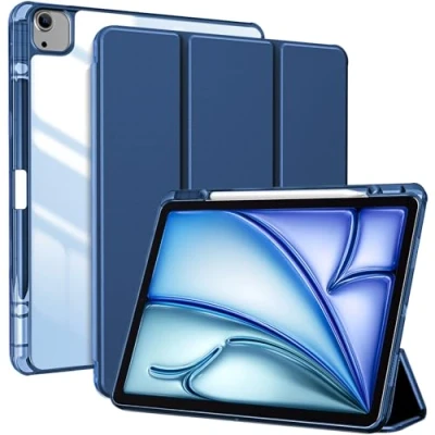 Afbeelding van ProCase Hoes voor iPad Air 13 inch M2 2024 met pennenhouder Pro 12,9 (6/5/4/3gen) hoes, 13&quot; (M2) cover transparante achterkant beschermhoes 2024,