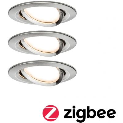 Afbeelding van Paulmann Nova Plus Inbouwspot zigbee smart home set van 3 Warmwit dimbaar Staal geborsteld
