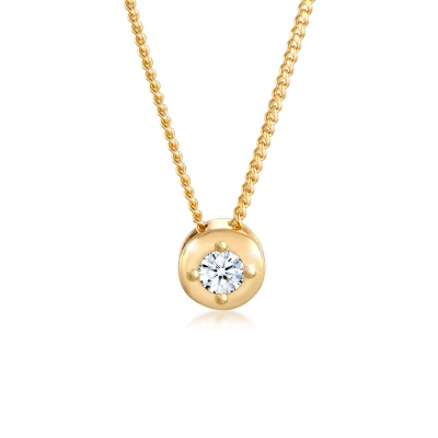 Afbeelding van Elli DIAMONDS Dames Solitaire Hanger Elegant met Diamant (0.11 ct.) in 925 Sterling Zilver Verguld